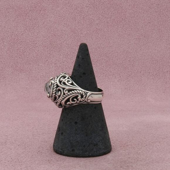 carolyn pollack sterling silver scroll mother of pearl dome ring size 6 - Picture 2 of 3
